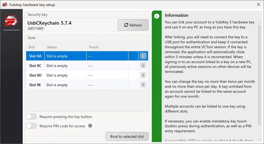 VCTool Yubikey Setup